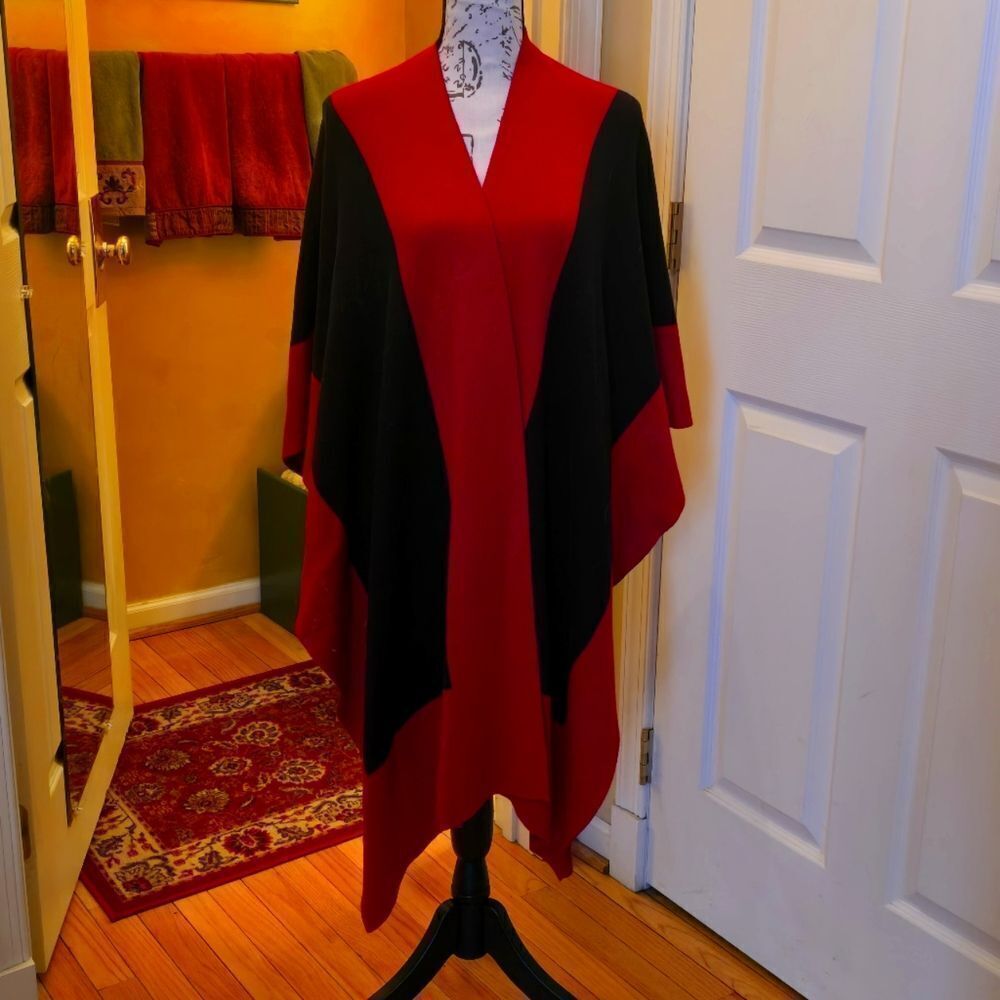 Elegant Red and Black Women's Wrap Shawl